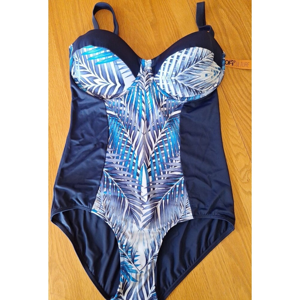 NWT 1990s Womens Sexy Floral Tropiculture Swimsuit 1 Pc Sz 16 PaddedBathing Suit